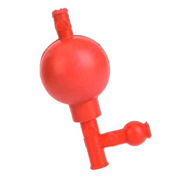 Röd gummipipettboll, 3-ventils sugpump för laboratoriemätning, 60 ml