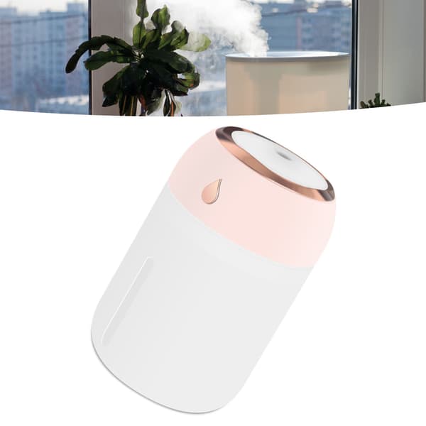 Bordsluftfuktare Fin Dimma Återfuktande Färgglad LED Aromaterapi Luftfuktare för Sovrum Rosa