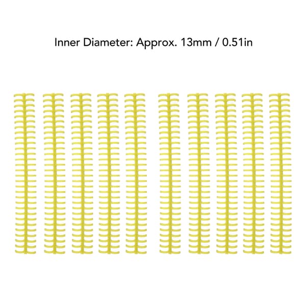 10-pack plastbindningsryggar 30-håls spiralryggar, 0,5\" diameter, gul för lösblad