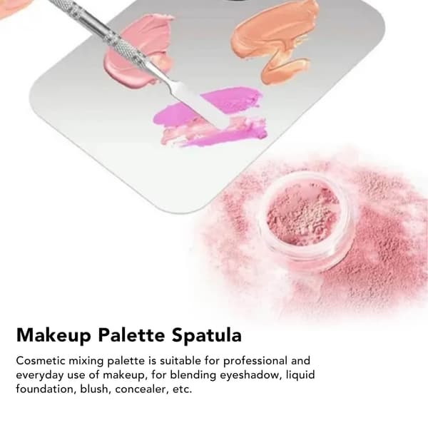 Blandepalet i rustfrit stål til makeup og neglekunst med spatel til makeupartister