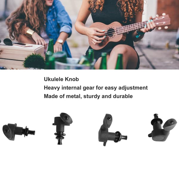 4 stk. metal ukulele stemmeskruer med skruer, forseglede stemmeknapper, mat sort til Uke