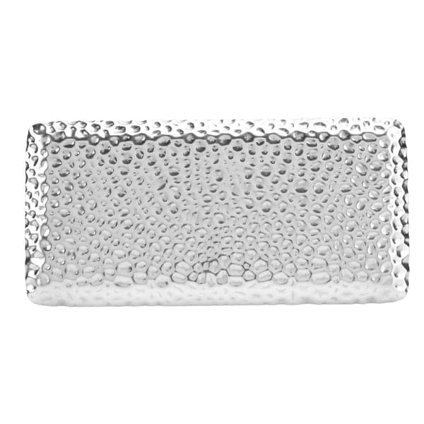 Serveringsbricka i rostfritt stål Elegant luktfri fat för vardagsrum sovrum kök badrum 19,5x9,5 cm Silver