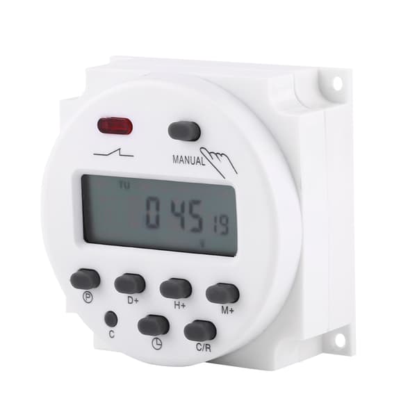 24V Programmerbart Timerrelæafbryder, LCD Digital Mikrocomputer, AC/DC Elektronisk, 7-dages Cyklus