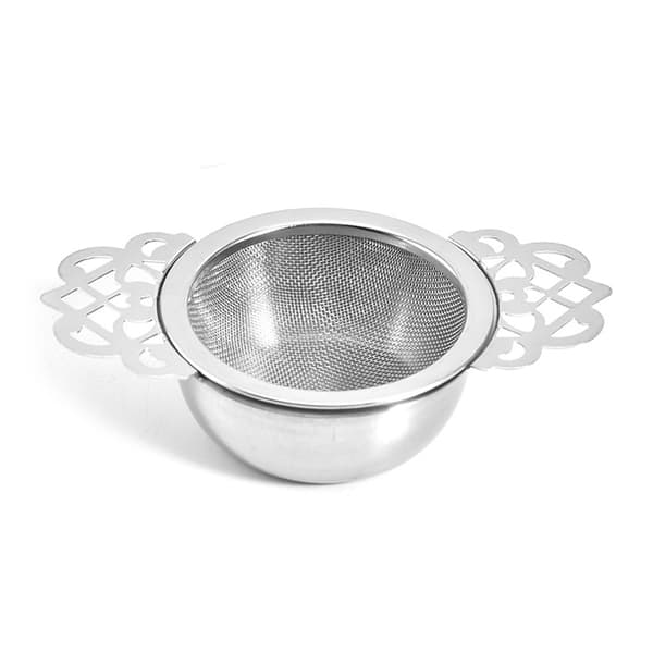 Tesil i rostfritt stål med dubbla handtag och droppbricka