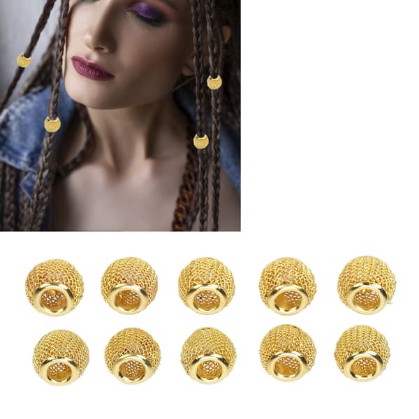 10 st skäggpärlor metall ihåliga snabba hårskägg dreadlocks för hårflätor extensions guld