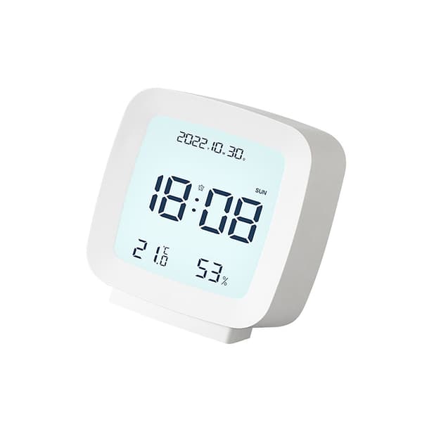 LED digital väckarklocka för barn med temperatur- och luftfuktighetsdisplay, vit