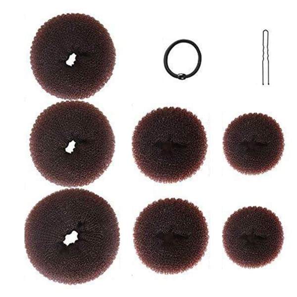 Hår Donut Knold Maker Sæt 7 Stykker Hårknold Donut 10 Stykker Hårnåle og 5 Stykker Elastikker Hårknold Shaper Sæt