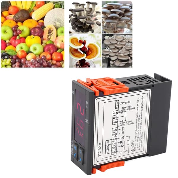 Kylrumstermostat Digital Dubbel Sond LED-display Fryskontroll 220VAC