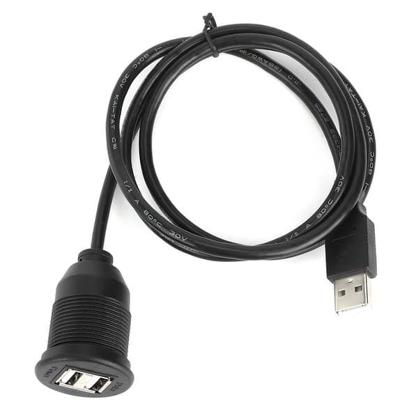 USB2.0 1 uros 2 naaras datakaapeli vedenpitävä kojelaudan sovitinjohto autoon moottoripyörään