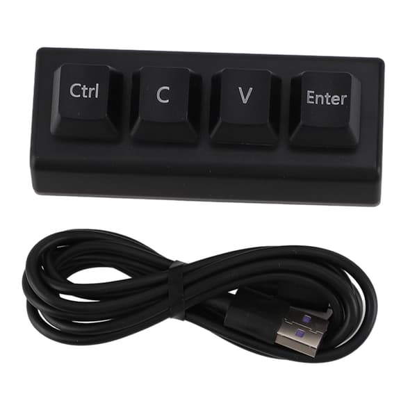 Programmerbar 4-tasters Macropad NKRO Rød Switch Ctrl CV Enter Mini Mekanisk Tastatur til Gaming Kontor Medier Sort