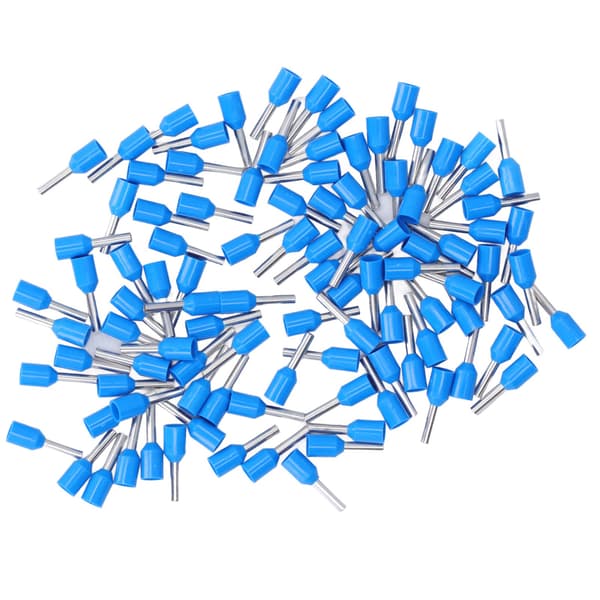 100 stk. E1508 isolerede kobberstiftterminaler PVC-ledningsferruler krympeforbindere til elektronik