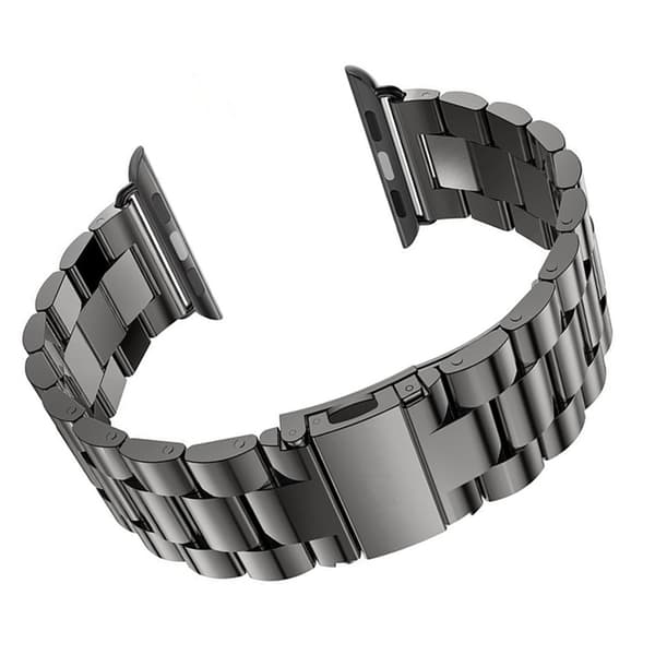 Metalarmbånd Letjusterbart Erstatningsrem i Rustfrit Stål til iOS Watch Sort 45mm/1.77in