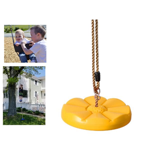 Gul kraftig PE-rep gungsits för barn, trädgårdslek, tuff plastsits