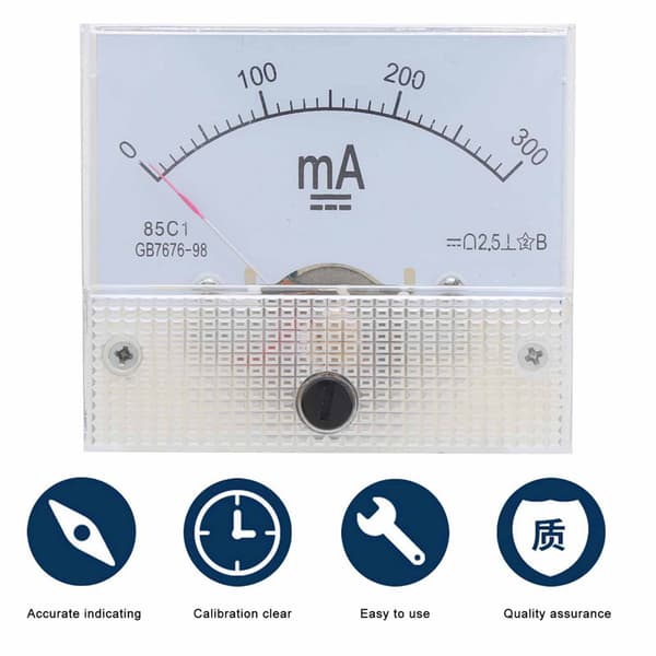 85C1 0-2A Analog Pointer DC Amperemeter Panelmåler, Strømtester til Elektrisk Overvågning