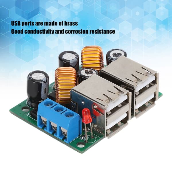 4-vejs USB-oplader modul Buck Converter DC 12V 24V 40V Step-Down til 5V 5A Strømforsyningskort