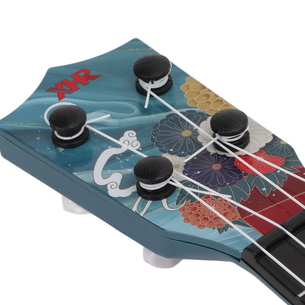 Träfärg ABS Barnleksak Ukulele Mini Plastgitarr med 4 Nylonsträngar 43x14cm 3Y+ Musikleksak 1st