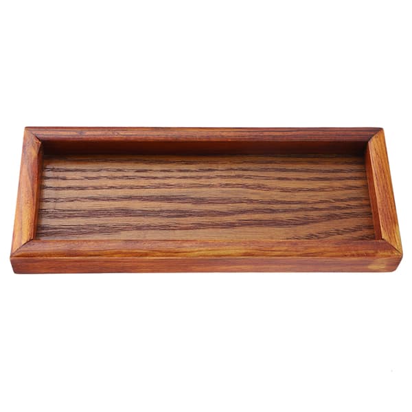 Rektangulär serveringsbricka i trä, tallrik, skål för snacksförvaring för hotell hemma (20*8cm)