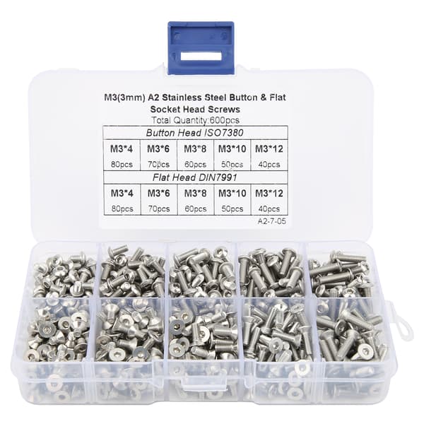 600 stk. M6 unbrakoskruesæt - 304 rustfrit stål pan/fladhoved hardwarekit