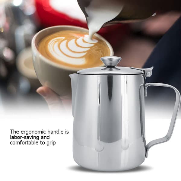 Mælkekande i rustfrit stål med låg til latte art (350 ml)