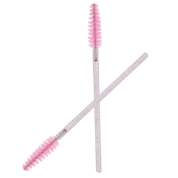 50 stk. nylon makeupbørster, mascarabørster, øjenvippebørster, engangs, bærbare børster, lyserød