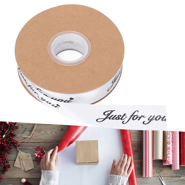 2,5 cm Satinband Rulle 45yd Tryck Bara för dig Polyester för DIY Bröllopsdekoration Födelsedagstårta Förpackning Vit