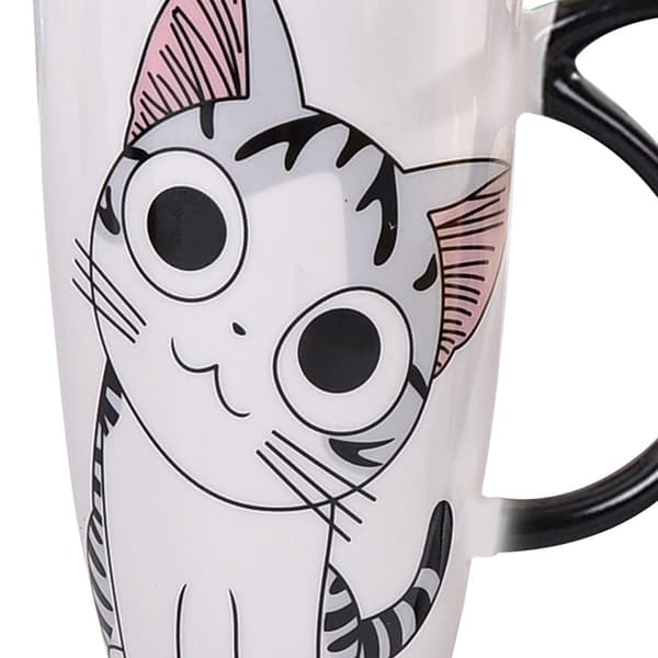 Söt katt keramisk kaffemugg med lock 600ml