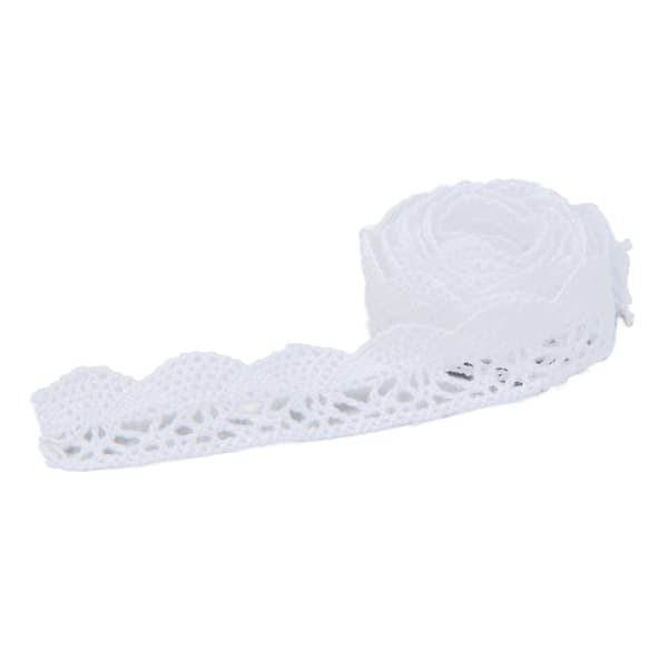 Spetsband DIY Bomullsnät 2cm Bredd 20 Yards Elegant Tyllspets för Gardin Kläder Duk Presentförpackning Vit