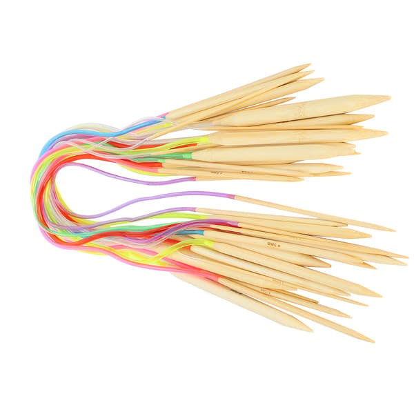 18 st Cirkulär sticka Dubbelspets Bambufärg Flexibel röranslutning Stickverktygssats (60cm)