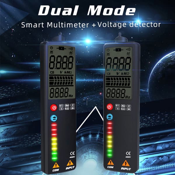 Berøringsfri LCD Digital Dual Mode Multimeter AC DC Spændingsmodstand Frekvensmåler Tester