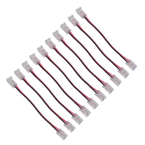 COB Strip Light Connector Dobbelt Hoved 8mm 2 Pin 10-pak