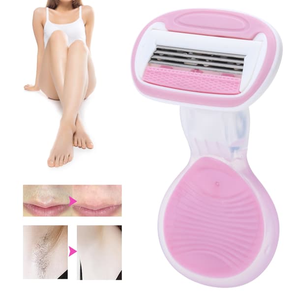 Manuel kropshårfjerner til kvinder, bærbar ansigts- og benhårfjerner, epilator, pink