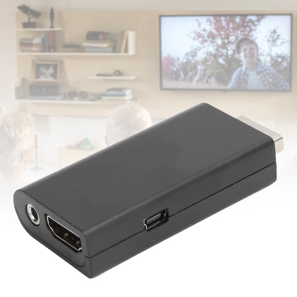 PS2 til HDMI-konverter med 3,5 mm jackstik, sort ABS, til spillekonsol, 1 adapter 1 USB-kabel 1 manual