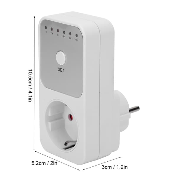 EU-stik 230V Timer Strømstikafbryder, Digital Nedtællingscontroller, Hvid, 1 pakke
