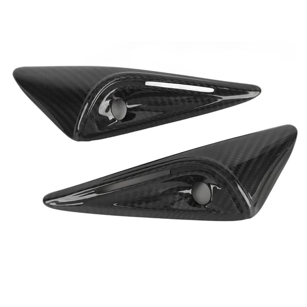 2 STK Side Mudguard Kamera Ventilationsdæksel Trim Kulfiber UV-resistent Erstatning til Tesla Model S 2023+ Blank