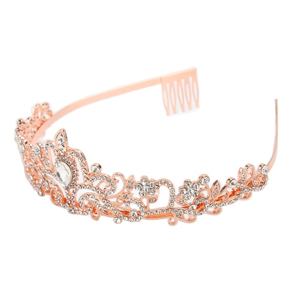 Brudkrona Rhinestone Elegant Glittrande Bröllopsprinsesskrona för Halloween Roséguld