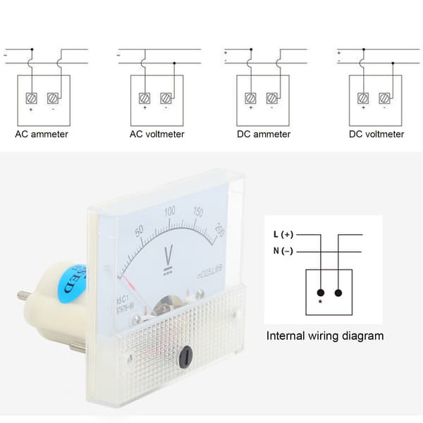 85C1 DC 0-200V Pointer Panel Voltmeter, Analog Spændingsmåler Tester