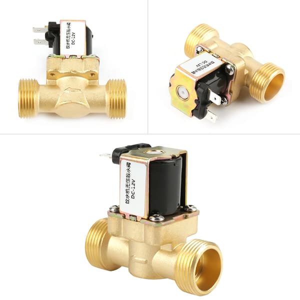 12V G3/4 Mässing NC Magnetventil 2-vägs, inget tryckkontroll, 2-pack