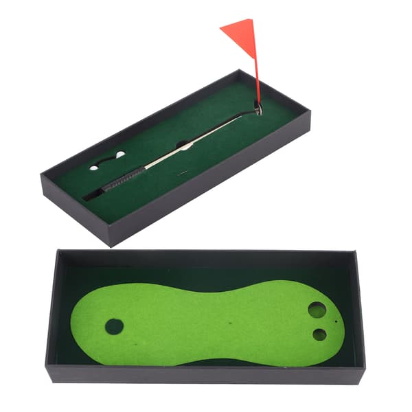 Mini skrivebordsgolf putteøvelsessæt med putter, bold, måtte og flag til hjemmekontoret