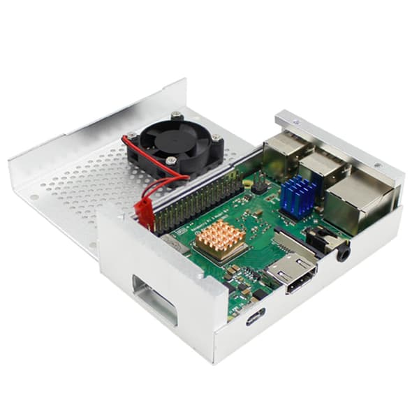 Kylflänshölje i aluminiumlegering med dammsäkert lock för Raspberry Pi 3 B+