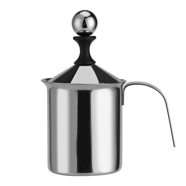Mælkeskummer i rustfrit stål med dobbelt net, manuel, 400 ml/800 ml, kaffeskumkande, flødeblanderpiskeris