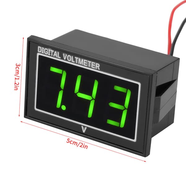 1 stk. 0,56\" Digital LED Voltmeter DC 2,5-30V Vandtæt Panelmåler Grøn Skærm