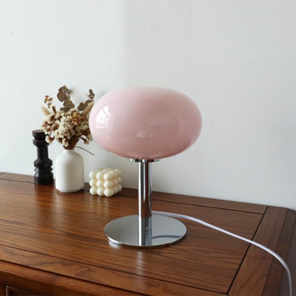 Jernbase Rosa USB Sengelampe - Enkel Moderne Elegant Natbordslampe