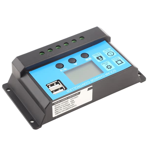 Solar PWM-laderegulator 12V/24V Dobbelt USB LCD-display 10A Regulator til autocamper marine
