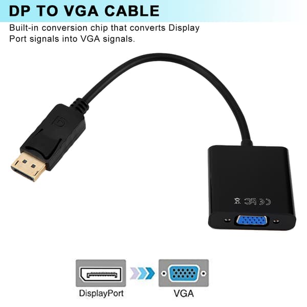 25 cm 1080P DisplayPort DP–VGA-videosignaalin muunnoskaapeli