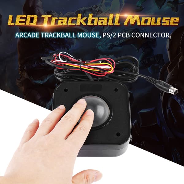 Belyst 4,5 cm rund LED-trackballmus PS/2 PCB-stik til arkade