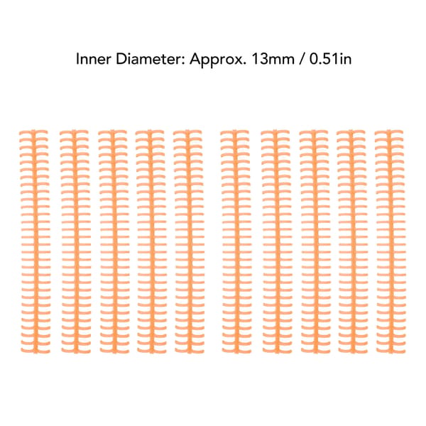 10-pack plastbindningsryggar 30-håls kammar orange 1/2 tum för lösblad
