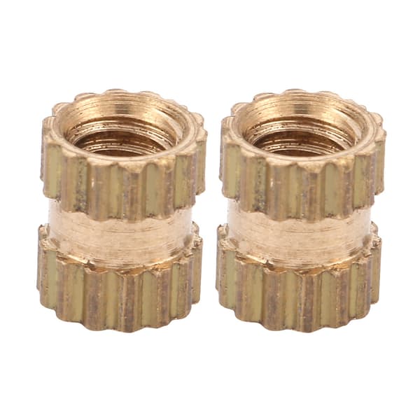 M2.5 messing riflede cylinderindsatsmøtrikker, 3x3.5mm, 100 pak