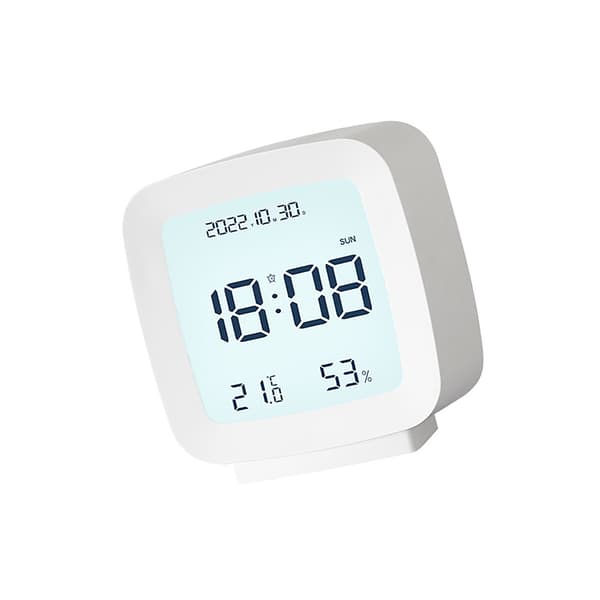 LED digital väckarklocka för barn med temperatur- och luftfuktighetsdisplay, vit