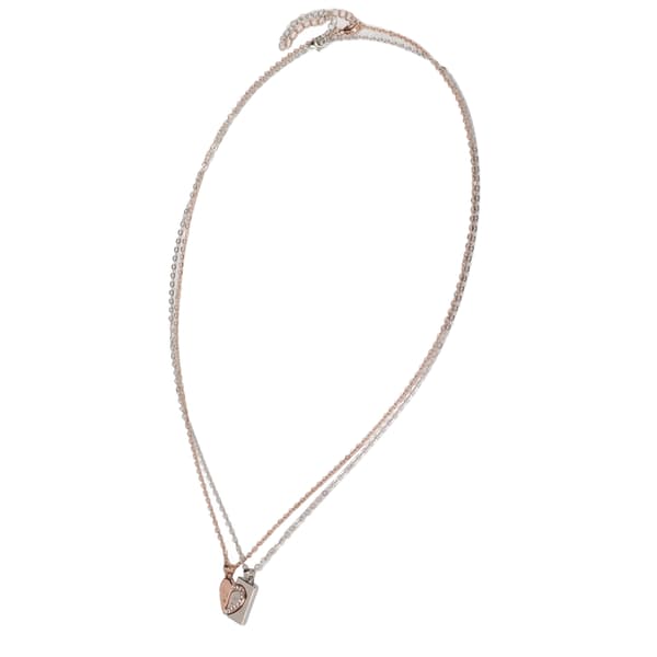 2 stk. magnetisk hjertehalskæde legering par matchende sæt hans hendes rosa sølv 340 mm