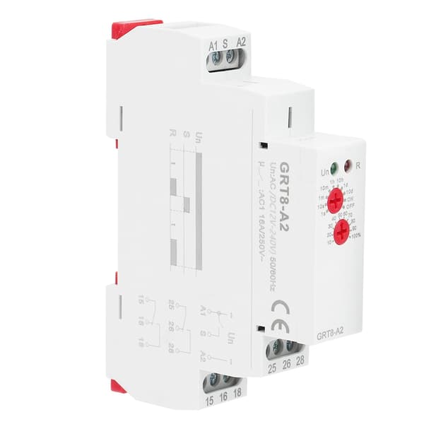1PC GRT8-A2 Din-skinne timerrelæ, multifunktions autostyring, AC/DC 12-240V, industriel kontakt